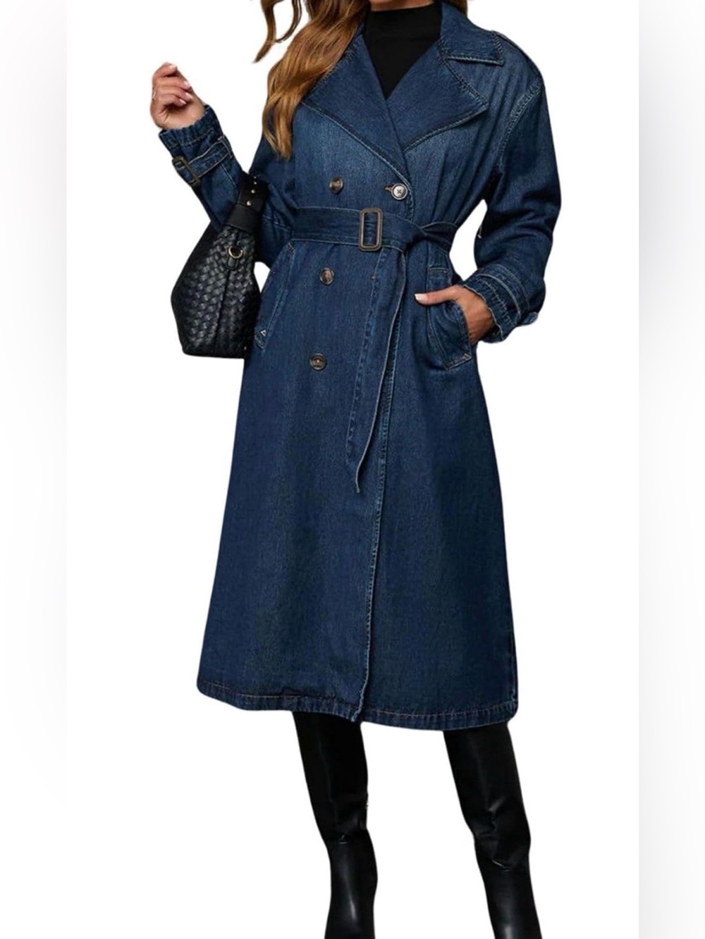 Denim belted Trench Jean jacket/ Coat - XS - Picture 2 of 12